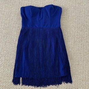 Royal Blue Strapless Fringe Dress